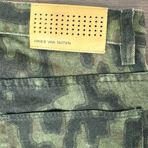Dries Van Noten Men’s Green Camouflage Jeans 32x30
